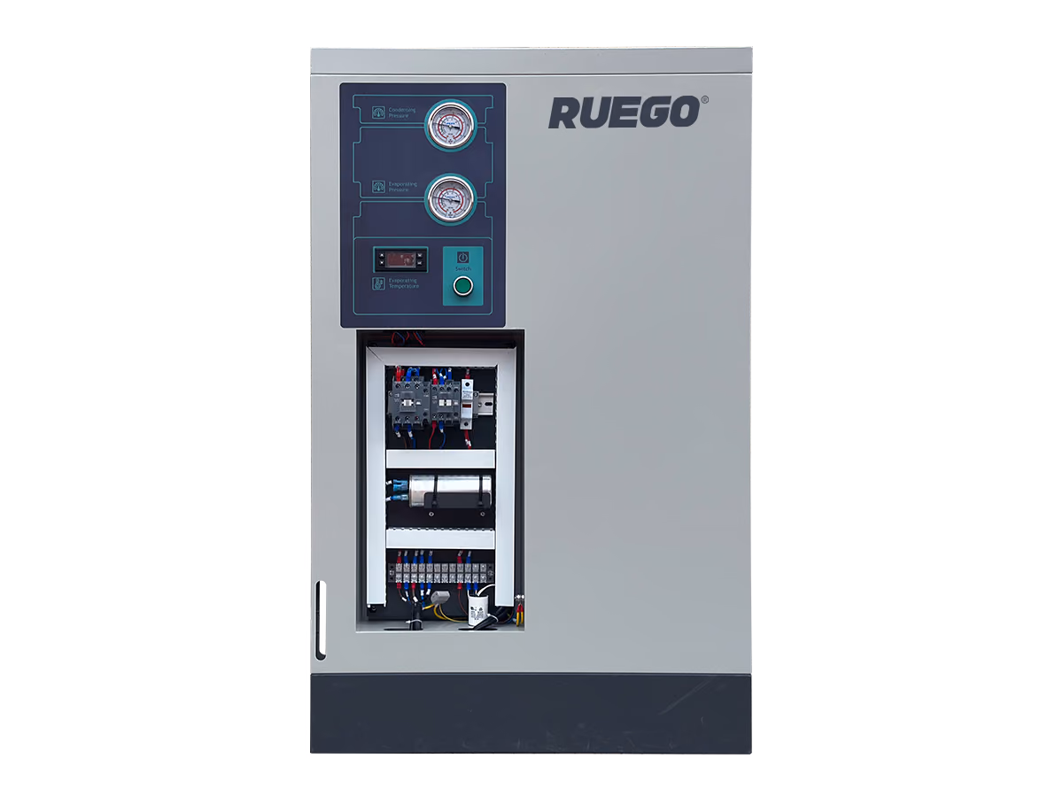 RUEGO DS115V control panel with pressure gauges, display and switches