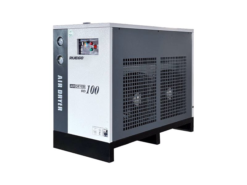 RUEGO RD100A refrigerated air dryer three-quarter view